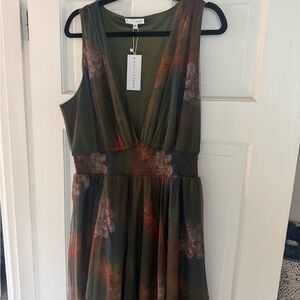 Baltic Born Kamila Tulle Maxi Dress | Olive Multi Floral - 1XL
